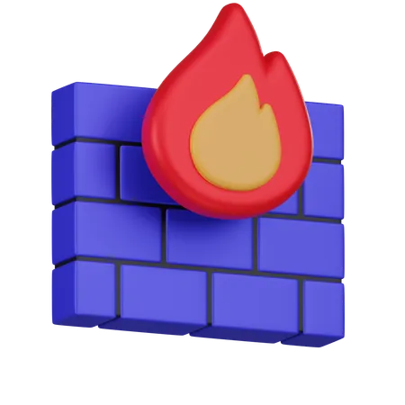A 3 D Icon Depicting A Firewall As A Red Flame Symbol On A Shield Signifying Robust Cyber Security And Protection Against Digital Threats 3D Icon