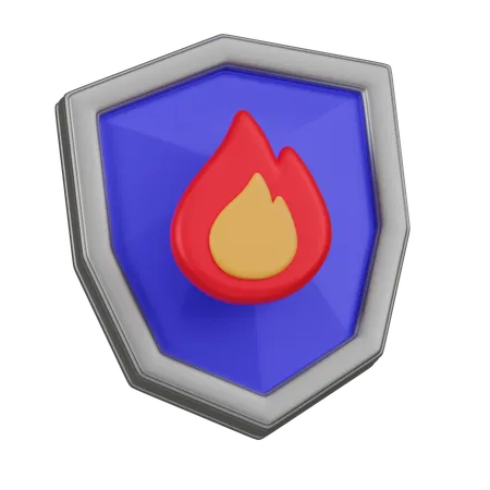 A 3 D Icon Featuring A Blue Shield With A Red And Yellow Flame Symbol Representing Digital Security And Firewall Protection Against Online Threats 3D Icon