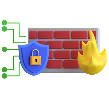 Firewall Protection  3D Illustration