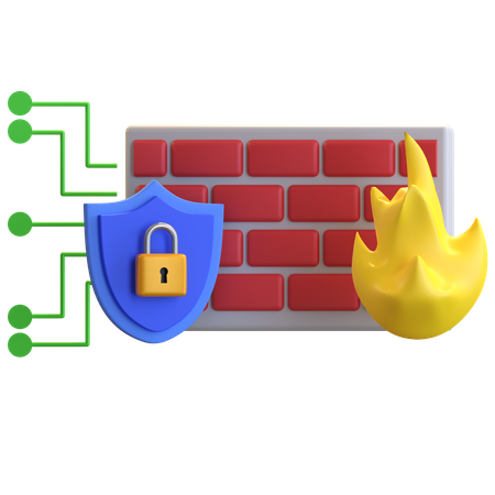 Firewall Protection 3D Illustration