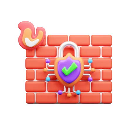 Firewall Security  3D Icon