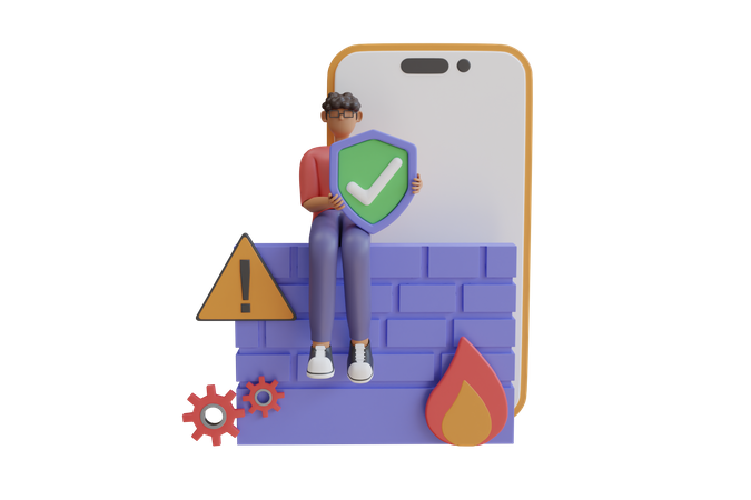 Firewall Security  3D Illustration