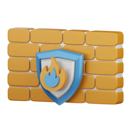 3 D Rendering Firewall Security Isolated Useful For Technology Programming Development Coding Software App Computing Server And Connection Design Element 3D Icon