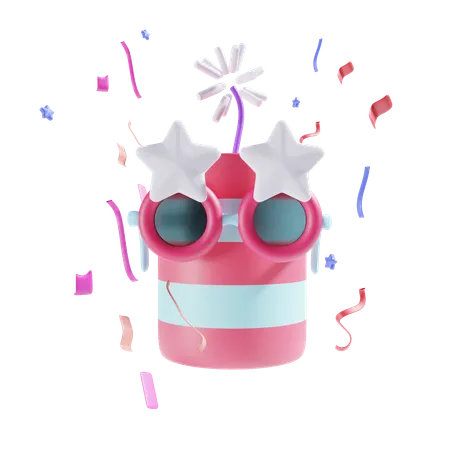 Firework Party With Confetti 3D Icon