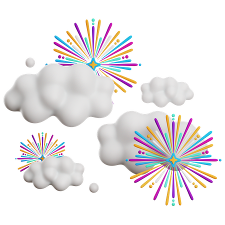 Firework On Clouds 3D Icon