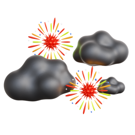 Fireworks On Cloud  3D Icon