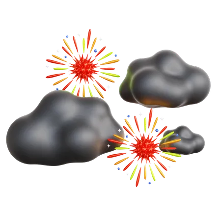 Fireworks On Cloud  3D Icon