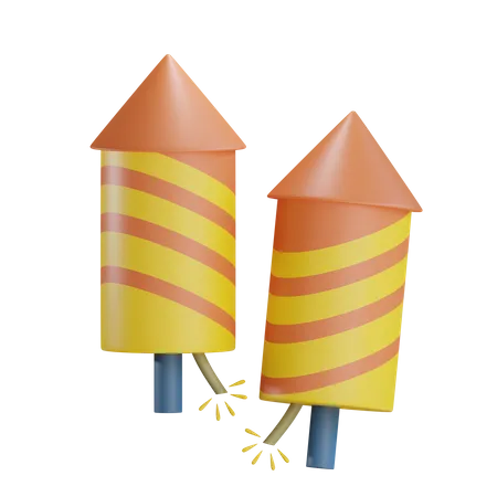 3 D Fireworks Rocket 3D Icon