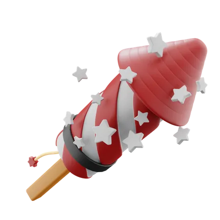 Christmas 3 D Fireworks Rocket Illustration 3D Icon