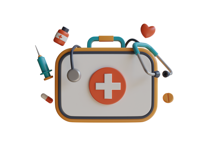 First Aid Kit Bag  3D Illustration