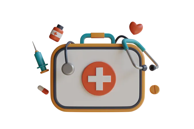 First Aid Kit Bag  3D Illustration