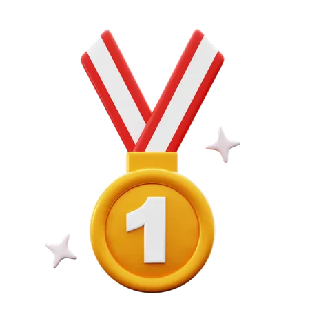 First Place Gold Medal Sport Game Winner Achievement Reward 3 D Icon Illustration Render Design 3D Icon