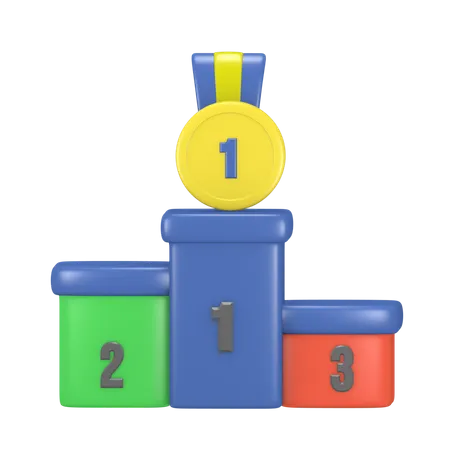 3 D Rendering Cute Icons First Position Stage Themed Motivation Champion Spirit 3D Icon
