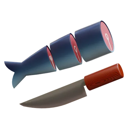 Fish and Knife 3D Icon