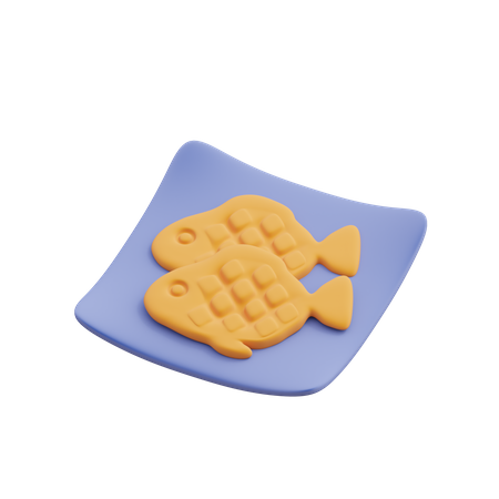 Fish in a plate 3D Illustration