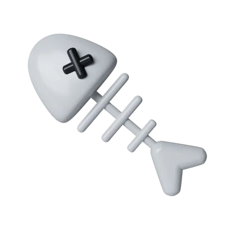 3 D Halloween Fishbone Icon Traditional Element Of Decor For Halloween Icon Isolated On Gray Background 3 D Rendering Illustration Clipping Path 3D Icon