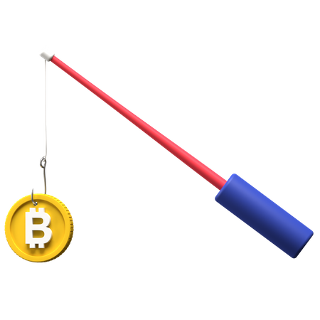Fishing Bitcoin  3D Icon