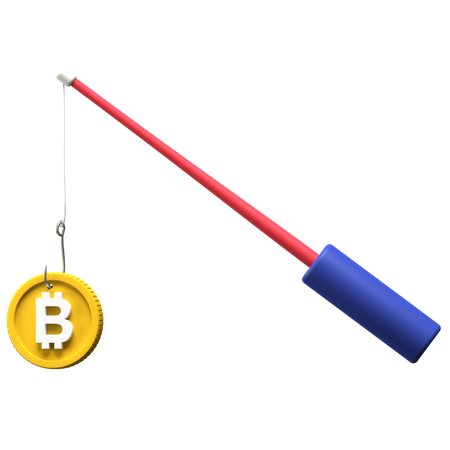 Fishing Bitcoin  3D Illustration