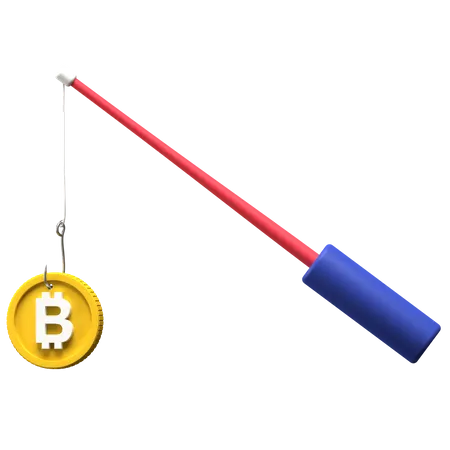 Fishing Bitcoin  3D Illustration