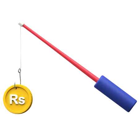 Fishing Sri Lankan Rupee Coin  3D Illustration