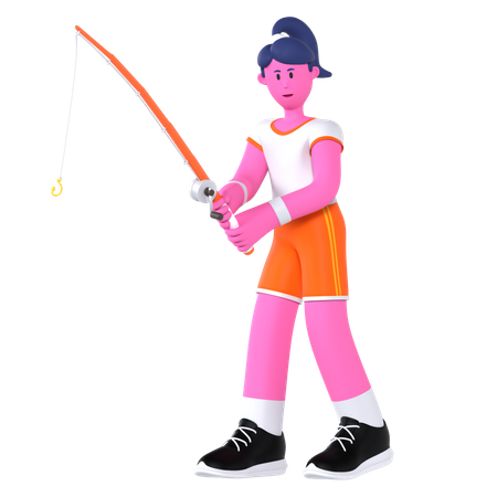Fishing Woman 3D Icon