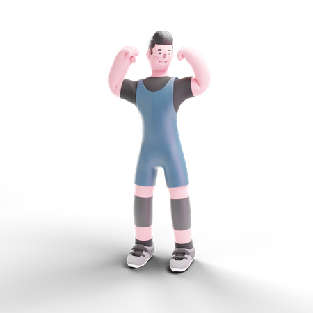 Fisiculturista mostrando seu bíceps  3D Illustration