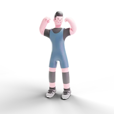 Fisiculturista mostrando seu bíceps  3D Illustration