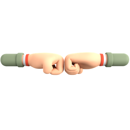 Fist Bump With Red And White Bracelet  3D Icon