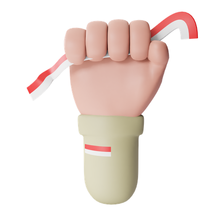 Fist Hold Indonesia Flag 3D Illustration
