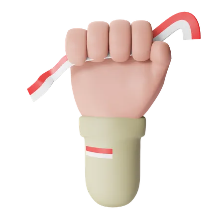 Fist Hold Indonesia Flag  3D Illustration