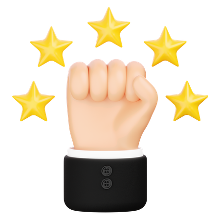 Fist with Shining Stars  3D Icon