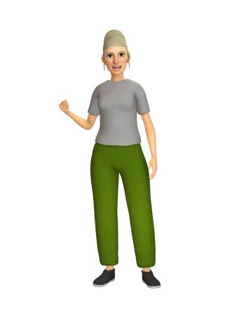 Fit and healthy old lady  3D Illustration