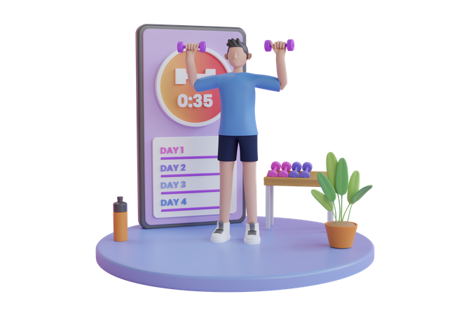 Fitness App  3D Illustration