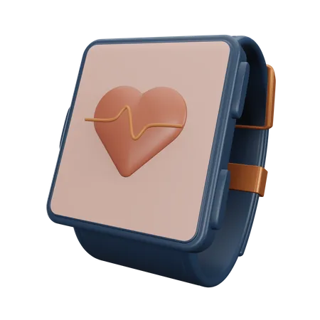 3 D Smartwatch With Heartbeat Symbol Illustration 3D Icon