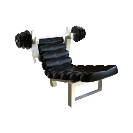 Fitness barbell and support chair  3D Illustration