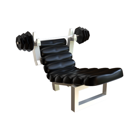 Fitness barbell and support chair 3D Illustration