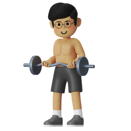 フィットネスバーベルカール  3D Illustration