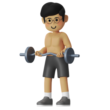 Fitness Barbell Curl  3D Illustration