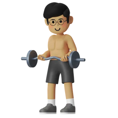 Fitness Barbell Curl  3D Illustration
