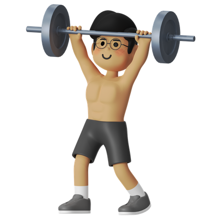 フィットネスバーベルショルダープレス  3D Illustration