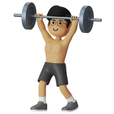 Fitness Barbell Shoulderpress  3D Illustration