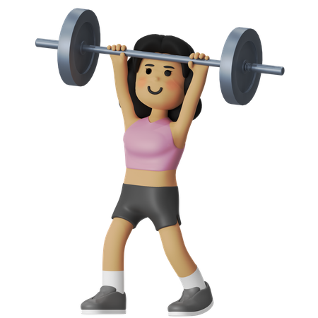 Fitness Crossfit Barbell Girl  3D Illustration