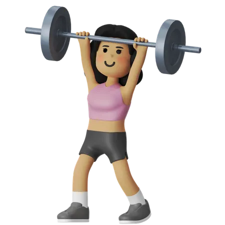 Fitness Crossfit Barbell Girl  3D Illustration