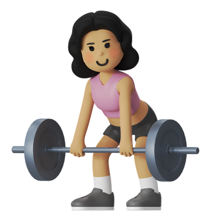 フィットネスデッドリフトガール  3D Illustration