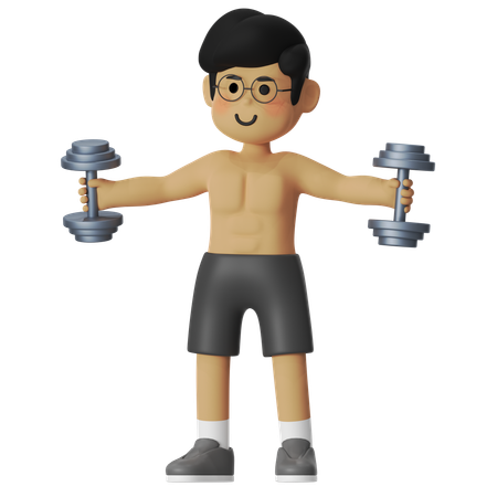 フィットネスダンベルフライ  3D Illustration