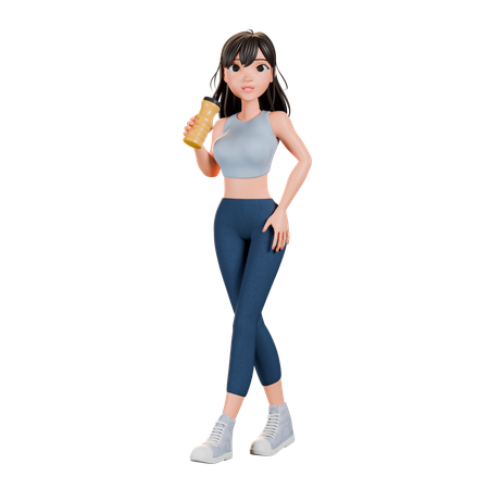 Fille en forme, mode de vie sain, exercice  3D Illustration