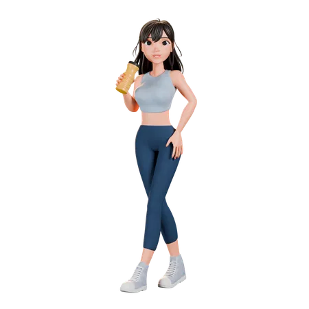 Fille en forme, mode de vie sain, exercice  3D Illustration