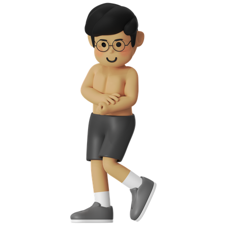 フィットネスの屈曲ポーズ  3D Illustration