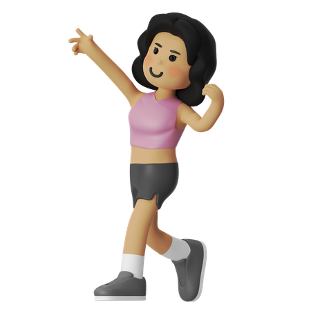 フィットネスの屈曲ポーズの女の子  3D Illustration