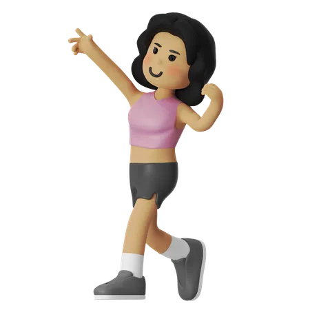 フィットネスの屈曲ポーズの女の子  3D Illustration
